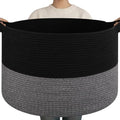 OIAHOMY 90L XXXLarge Blanket Basket Living Room Laundry Basket Black&Grey by MasterofSpaceOptimization