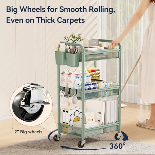 YASONIC 3 Tier Metal Rolling Cart - Image 4