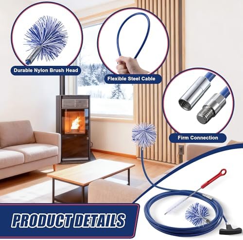 Pellet Stove Cleaning Brush Kit, 20FT Flexible Steel Rod - Image 5