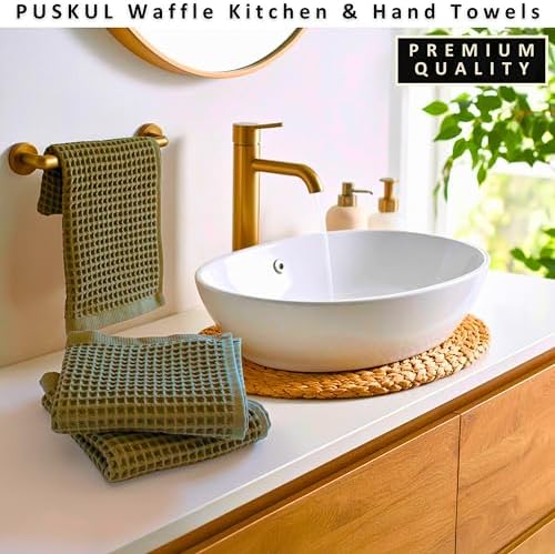 PÜSKÜL Natural 100% Turkish Cotton Waffle Hand and Kitchen Towels Set of 3 - Image 5