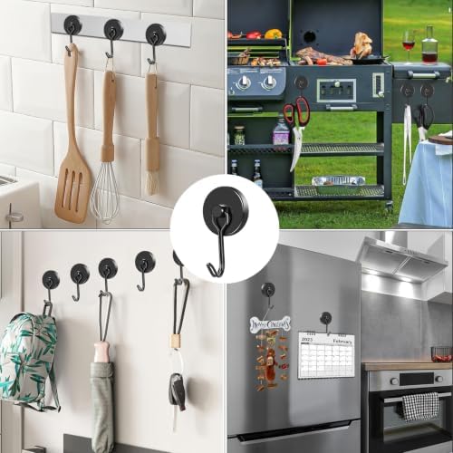 MIKEDE Black Magnetic Hooks Heavy Duty 80LB+ Swivel Strong Magnet Hook - Image 7