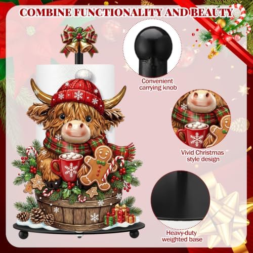 Chunful Highland Cow Christmas Paper Towel Holder - Image 4