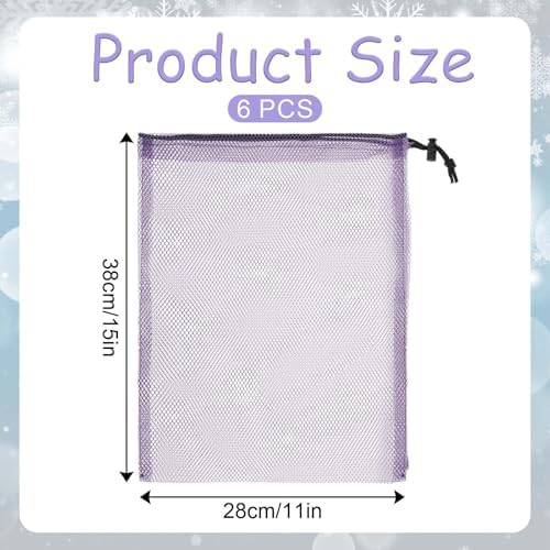 Hariendny 6 Pcs 11 x 15 Inch Nylon Mesh Drawstring Laundry Bags, Mesh Stuff - Image 2