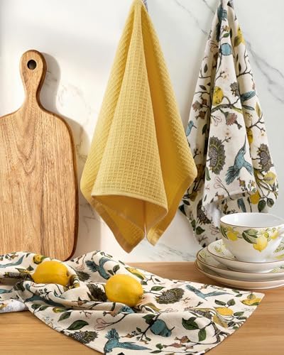 Miss Adola 3pcs 270GSM Cotton Kitchen Towels, Lemon Bird - Image 5