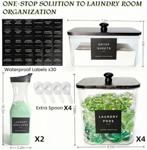 5+2 Pack Laundry Pods Containers & Dryer Sheet Holder & Laundry Detergent - Image 2