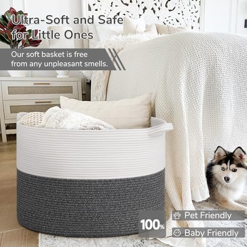 INDRESSME 115L Extra Large Woven Rope Blanket Basket Living Room - Image 5