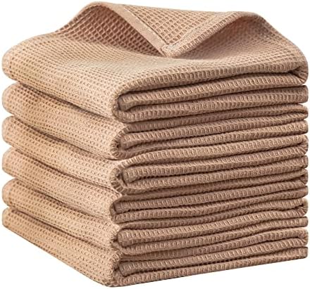 QUILTINA Dish Towels Set, 100% Cotton Waffle Weave Kitchen Towels 6 Pack by Quiltina