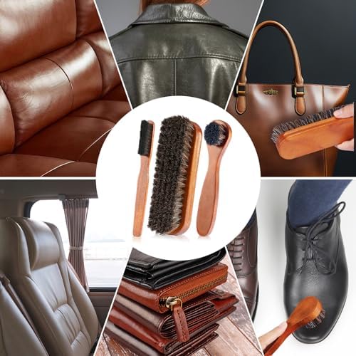 13Pcs Shoe Care Kit for Men & Women, 3 Horsehair Shoe Polish Brush, Care for - Image 5