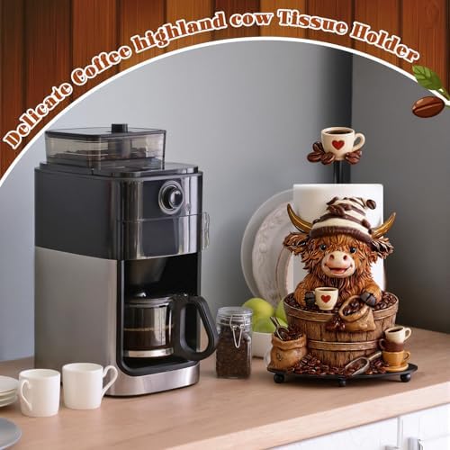 Chunful Coffee Beans Highland Cow Paper Towel Holder Coffees Kitchen Decor - Image 7