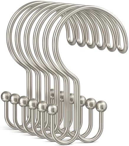 Bathway Nickel Shower Curtain Hooks Ring, Rust Proof Metal Shower Hooks by Bathway