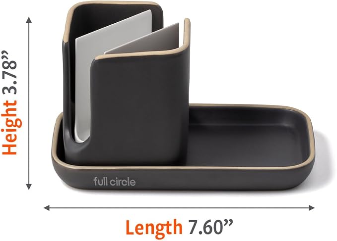 Full Circle Stash, Ceramic Kitchen Sink Caddy, Stylish Modular Sponge Holder & - Image 9