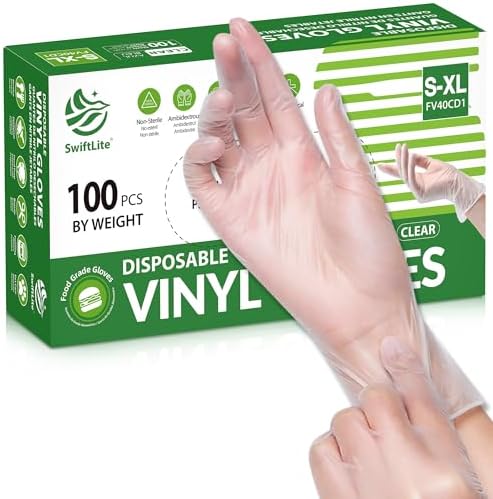 SWIFTLITE Disposable Vinyl Gloves, Food Safe by SWIFTLITE