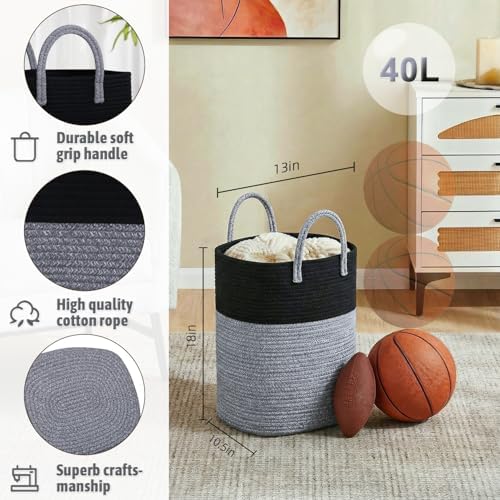 Artfeel Laundry Basket, Woven Cotton Rope Laundry Hamper, 80L Versatile Storage - Image 2