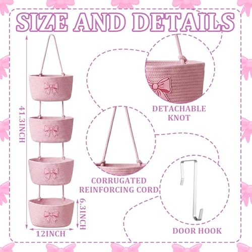 Vesici Pink over the Door Hanging Basket 4-tier - Image 3