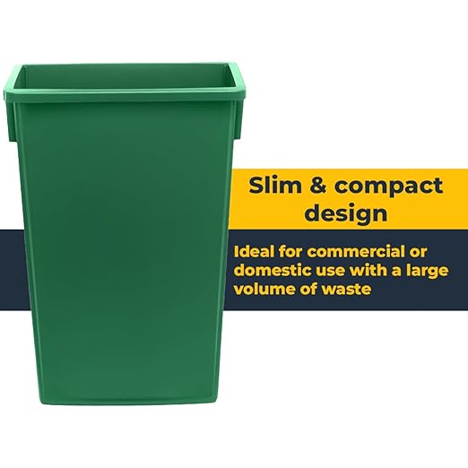 3 Pack 23 Gallon Waste Bin with Dolly, Heavy-Duty Trash Can, Slim Rectangular Garbage Bin, Durable Waste Container, Recycling Bin, Plastic Wastebasket for Kitchen, Garage, Restaurants, Office