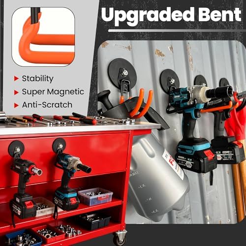 ULIBERMAGNET Heavy Duty Magnetic Garage Hooks, 8 Pack Strong Large Magnet Hooks - Image 7