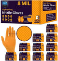 Inspire Heavy Duty Orange Nitrile Gloves | ULTRA 8 Mil Diamond Textured Grip | by Inspire