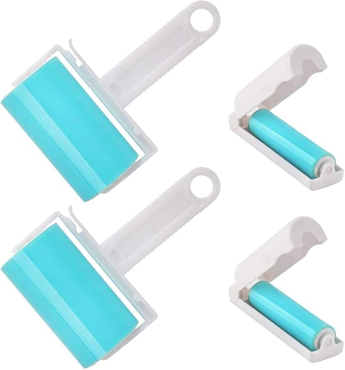 NUOBUT Reusable Sticky Lint Roller, 2 Large & 2 Mini, 4 Pack | Washable Pet by NUOBUT