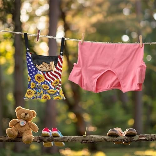American Flag Clothespin Bags Sunflower Laundry Hanging Storage Organizer - Image 4