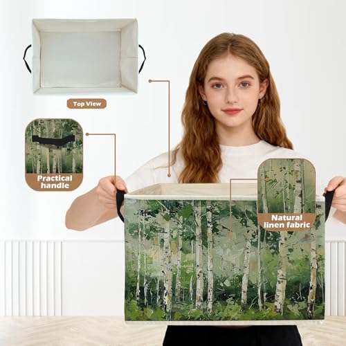 Modern Abstract Birch Tree Storage Box Bins, Decor - Image 2
