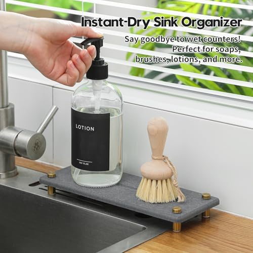 Kitchen Sink Caddy Water Absorbing Stone Drying Tray, Diatomite Bathroom Sink - Image 2