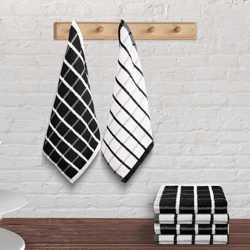 Urban Villa Kitchen Towels Cotton Dish Towels 12”x12” Black White - Image 3