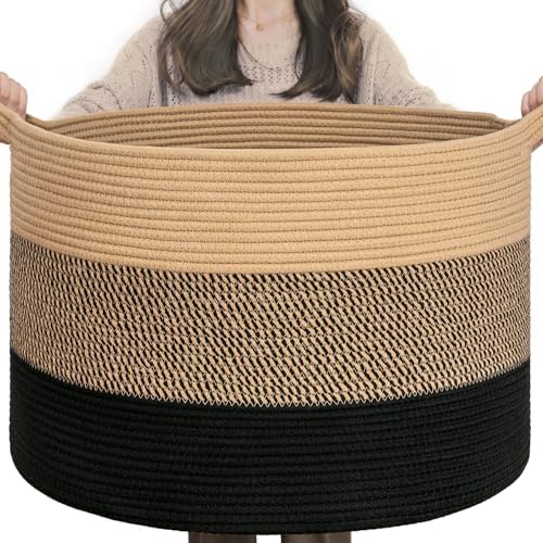 INDRESSME XXXLarge Woven Rope Blanket Basket Living Room by INDRESSME