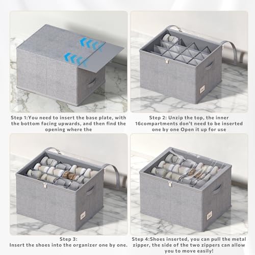 Shoe Organizer for Closet, 2 Pack Foldable Shoe Storage Box - Image 4