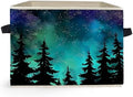 Starry Night Forest Storage Box Bins, Galaxy Star Sky Pine Tree Woods by Unknown