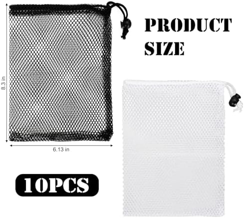 10 Pcs Small Mesh Bags Drawstring, 7.87x6 Inch Black Nylon Net Bags - Image 2