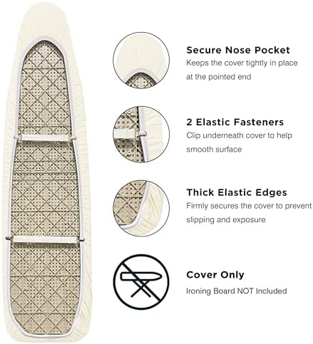 UniSimp Ironing Board Cover and Pad 15"x54" Extra Thick Natural Cotton - Image 3