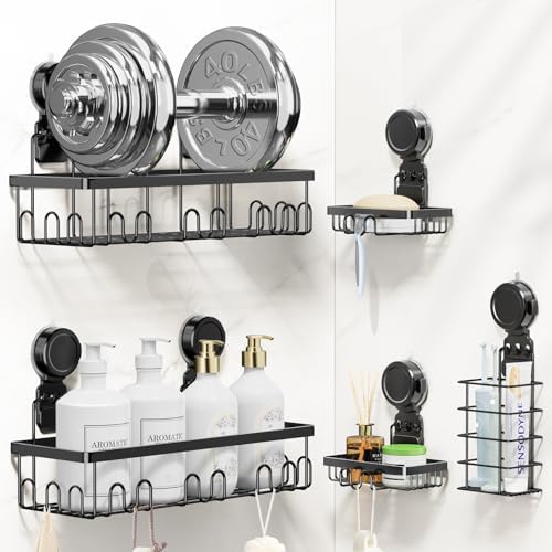 JOTPE Shower Caddy 5 Pack, No-Drill Suction Shower Organizer by SHOWERORGANIZERANDSTORAGE