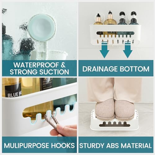 TAILI Shower Caddy Suction Cup, Heavy Duty Bathroom Organizer, Removable Shelves - Image 4