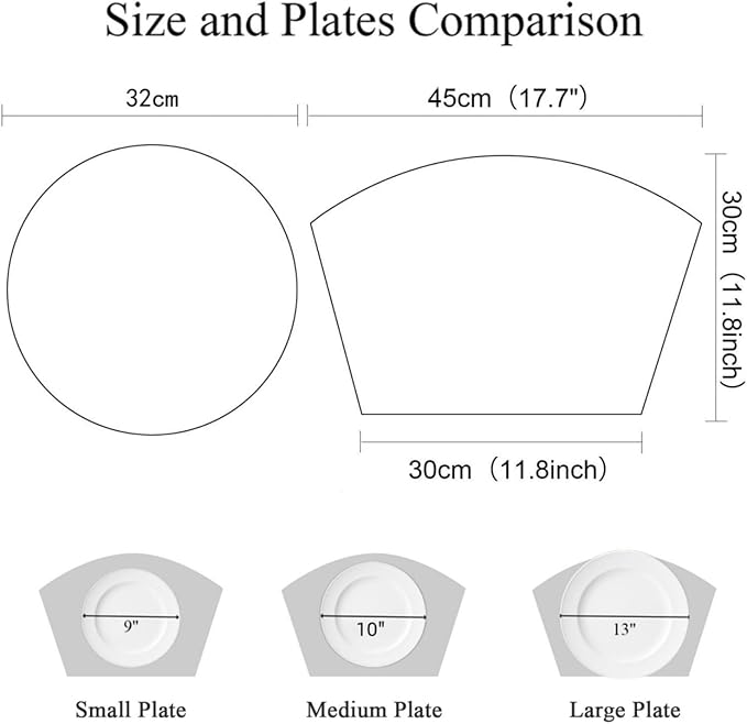SHACOS Small Round Table Placemats Set of 5 Wedge Shaped Place Mat with Centerpiece Round Mat Heat Resistant Table Mats Washable (5, Beige)