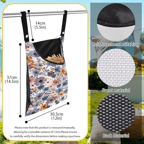 Blue Flowers Clothespin Organizer Bag Hanging Laundry Bag Portable Clothespin - Image 6