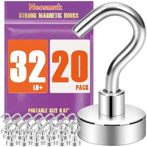 Neosmuk Magnetic Hooks, Cruise Ship Essentials, 32lb+ Heavy Duty Magnetic Hooks by Neosmuk