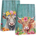Jztco 2 Pcs Cow Kitchen Towels, Rustic Flower Soft Absorbent Hand Towels by Jztco