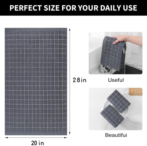 Homaxy 100% Cotton Terry Kitchen Towels, Large 4 Pack, Dark Grey - Image 5
