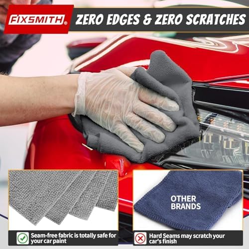 FIXSMITH Microfiber Cleaning Cloth, Shop Towels Bulk, 24 Pack Grey Microfiber - Image 5
