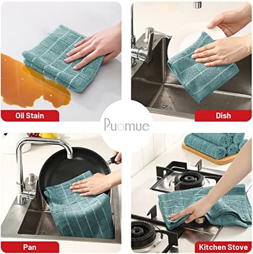 Puomue Microfiber Kitchen Towels and Dishcloths Set, 26 X 18 Inch and 12 X 12 - Image 3