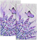 Watercolor Lavender Butterfly Kitchen Towels Set of 2 Purple Flower Butterflies by Granbey