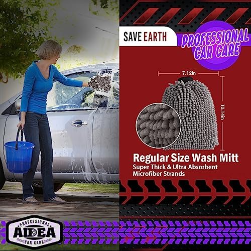 AIDEA Car Wash Mitt Microfiber, Car Wash Brush, 7.12''X10.14'' - Image 2