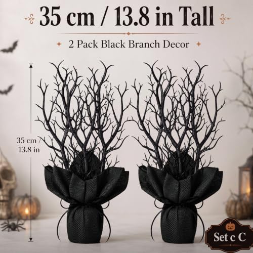 2 Pcs 13.8 Inches Halloween Black Artificial Branches Plastic Faux Manzanita - Image 2