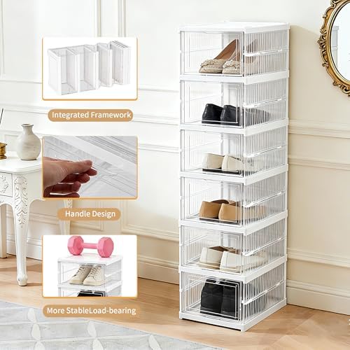 ZLLZUU Upgrade Clear Foldable Shoe Storage Organizer, No Assembly 6 Tiers Shoe - Image 3