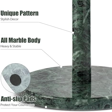Koville Italian Natural Marble Paper Towel Holder Countertop, Genuine Stone - Image 2