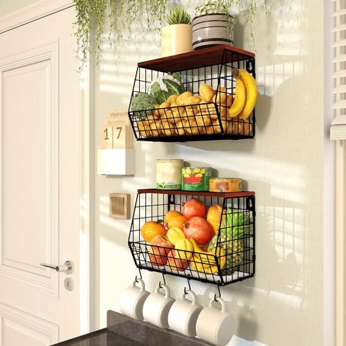 Mefirt 2pcs Fruit Basket Kitchen Storage Basket - Image 5