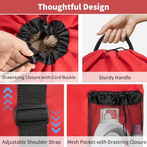 150L Laundry Bag Backpack with 3 Sizes Mesh Wash Bags and Shoulder Straps - Image 6