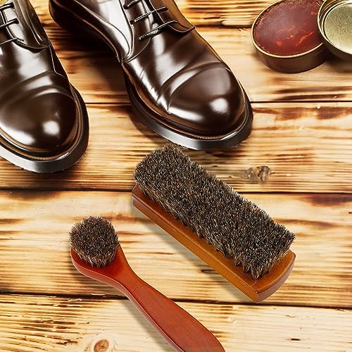 Shoe Brush, Shoe Cleaning Brush, 2 Pieces Horsehair Shoe Brush, Boot Brush - Image 2