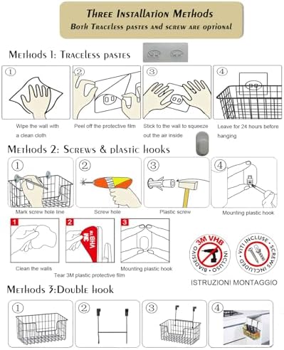 JUNCHU CHERRY Wire Storage Basket 2 Packs, Wall Mounted Kitchen Bathroom - Image 5