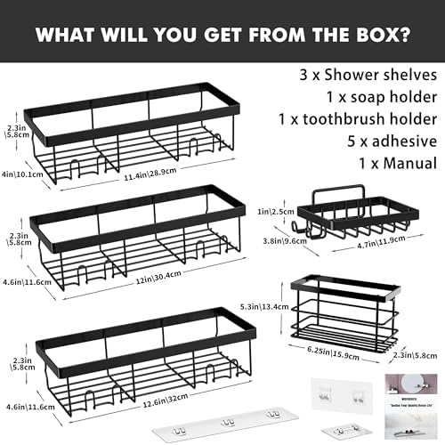 Moforoco Adhesive Shower Caddy Organizer Shelves Rack - Image 7